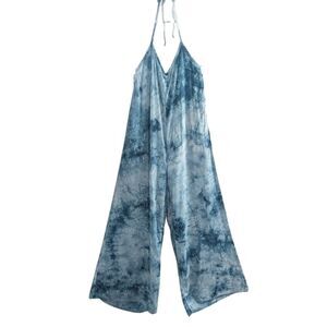 Staring at Stars Urban Outfitters teal blue tie dye halter wide leg jumpsuit S
